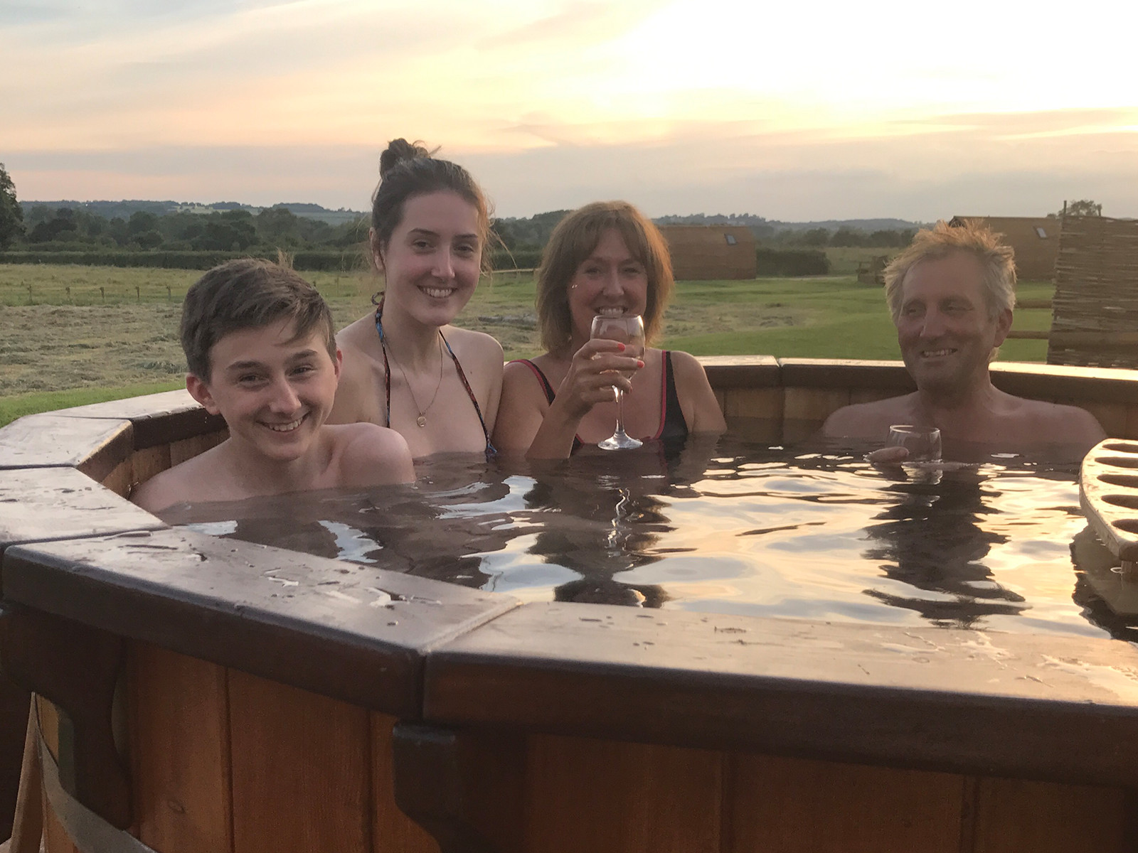 Family relaxation in the hot tub